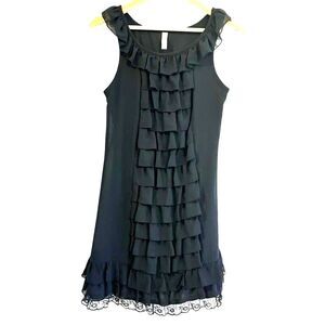 VTG Y2K Xhilaration Womens Ruffle Dress M Black Whimsigoth Romantic Dark Fairy